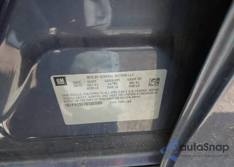 2013 Chevrolet Cruze Ls Auto from USA, damaged, VIN 1G1PA5SG7D7297955